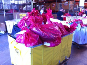 MI's bin of presents at the Salvation Army Warehouse!